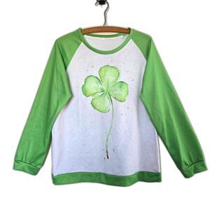 Made With Love Shamrock 4 Leaf Clover Long Sleeved Shirt St. Patrick's Day S Eco